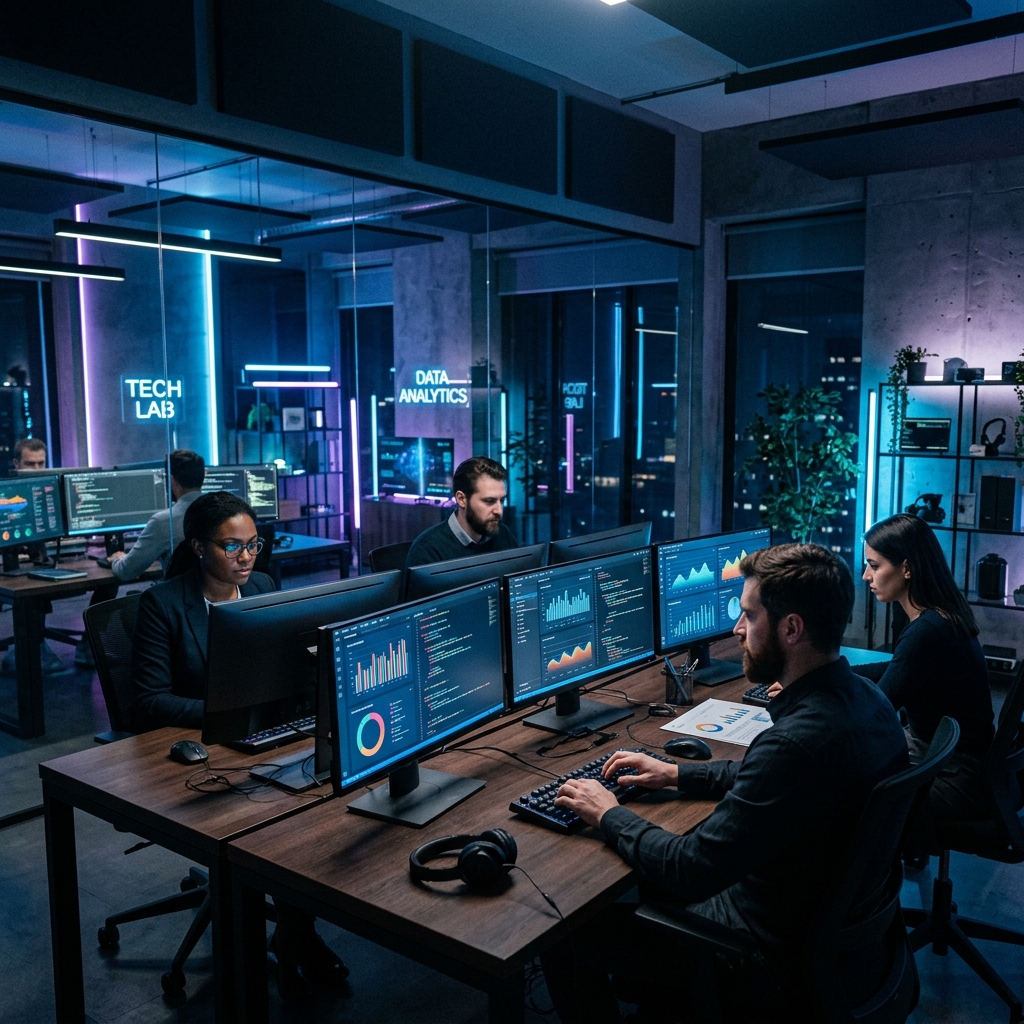 Equipe Contech trabalhando em projetos digitais